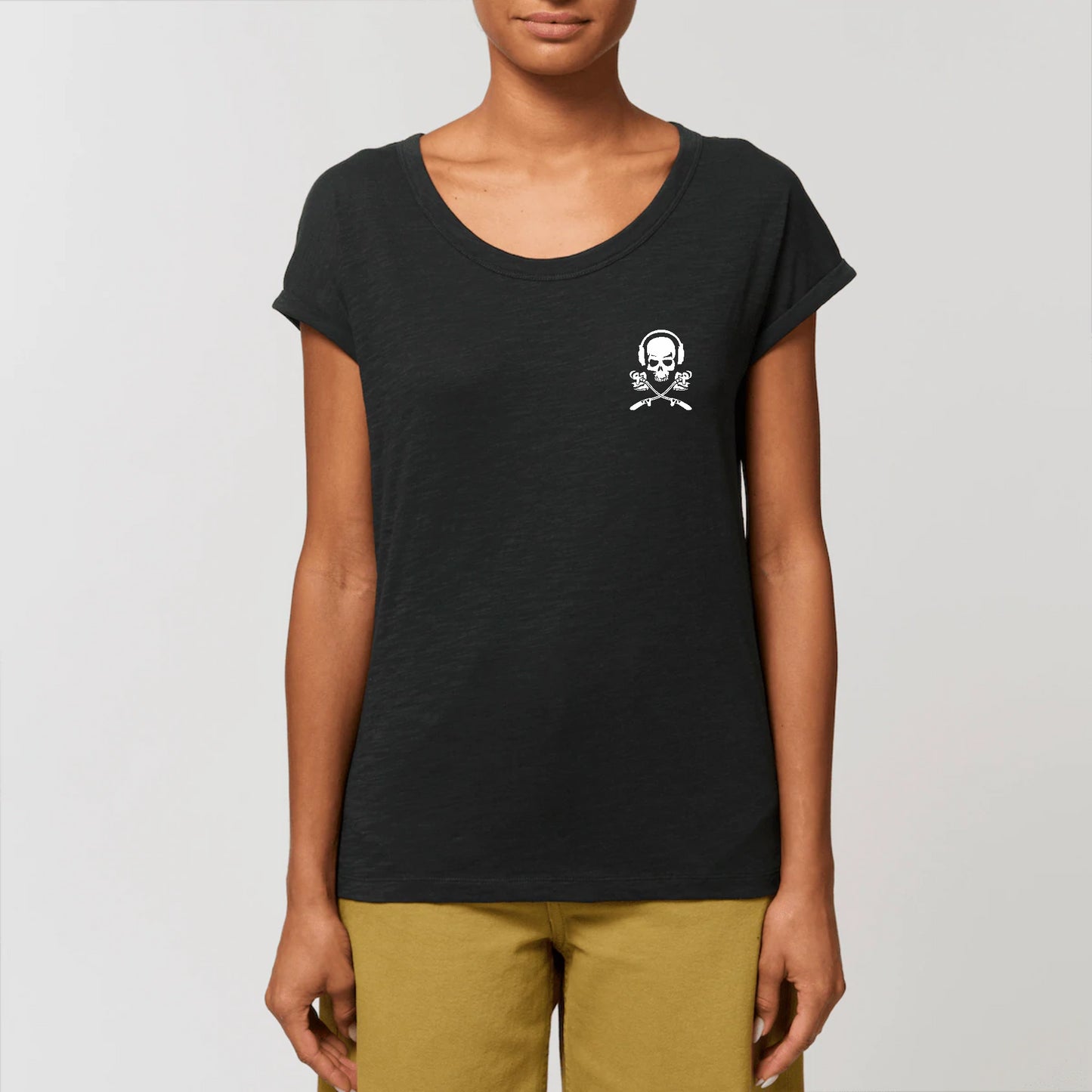 Women`s Slub Tee Skull DJ